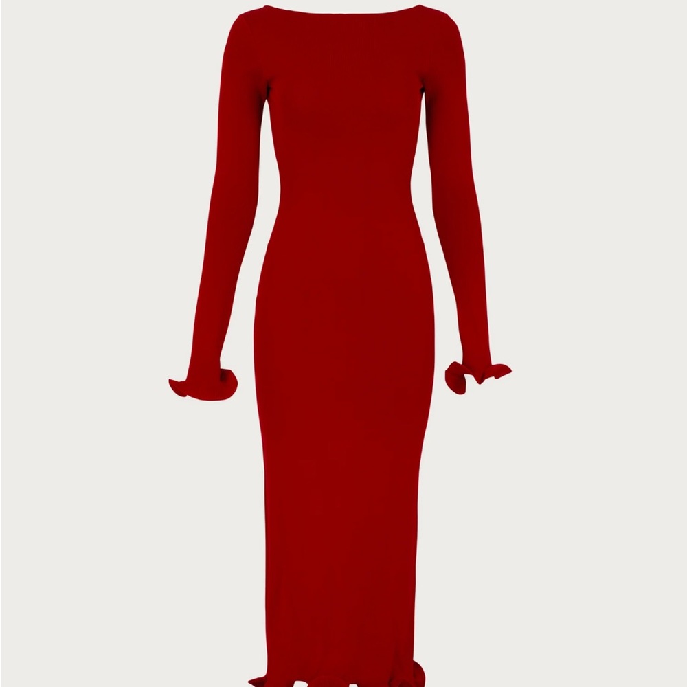 Chic Long Sleeve Red Dress
